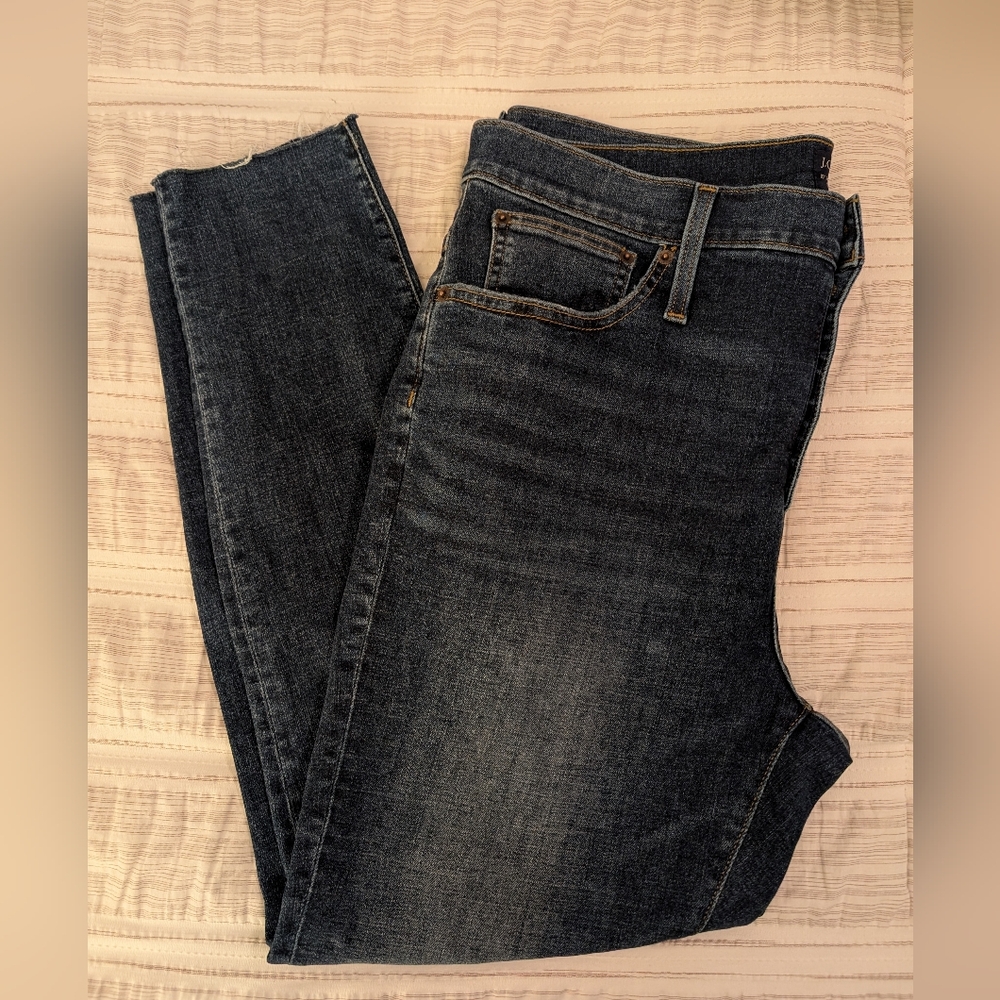 J. Crew Women's 10" High Rise Button Fly Skinny Jeans With Raw Hem